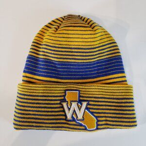 Warriors Beanie Hat California State Adidas Striped Cuff